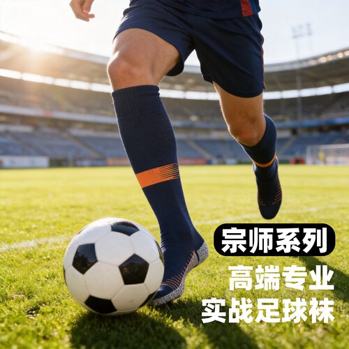 高端全脚底防滑抗起球高筒足球袜