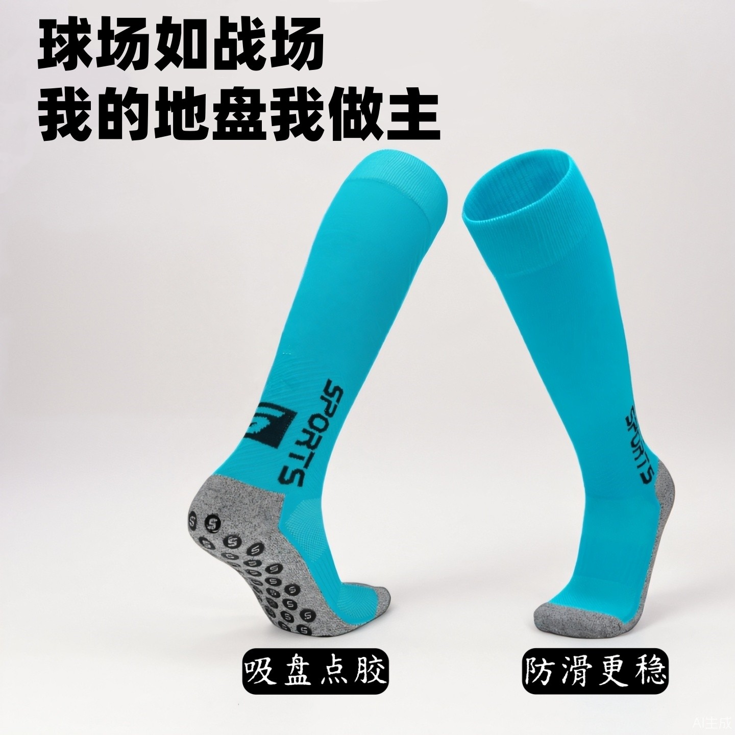 比赛训练足球袜抗菌消臭吸盘式点胶毛巾底防滑足球袜男女中筒长筒
