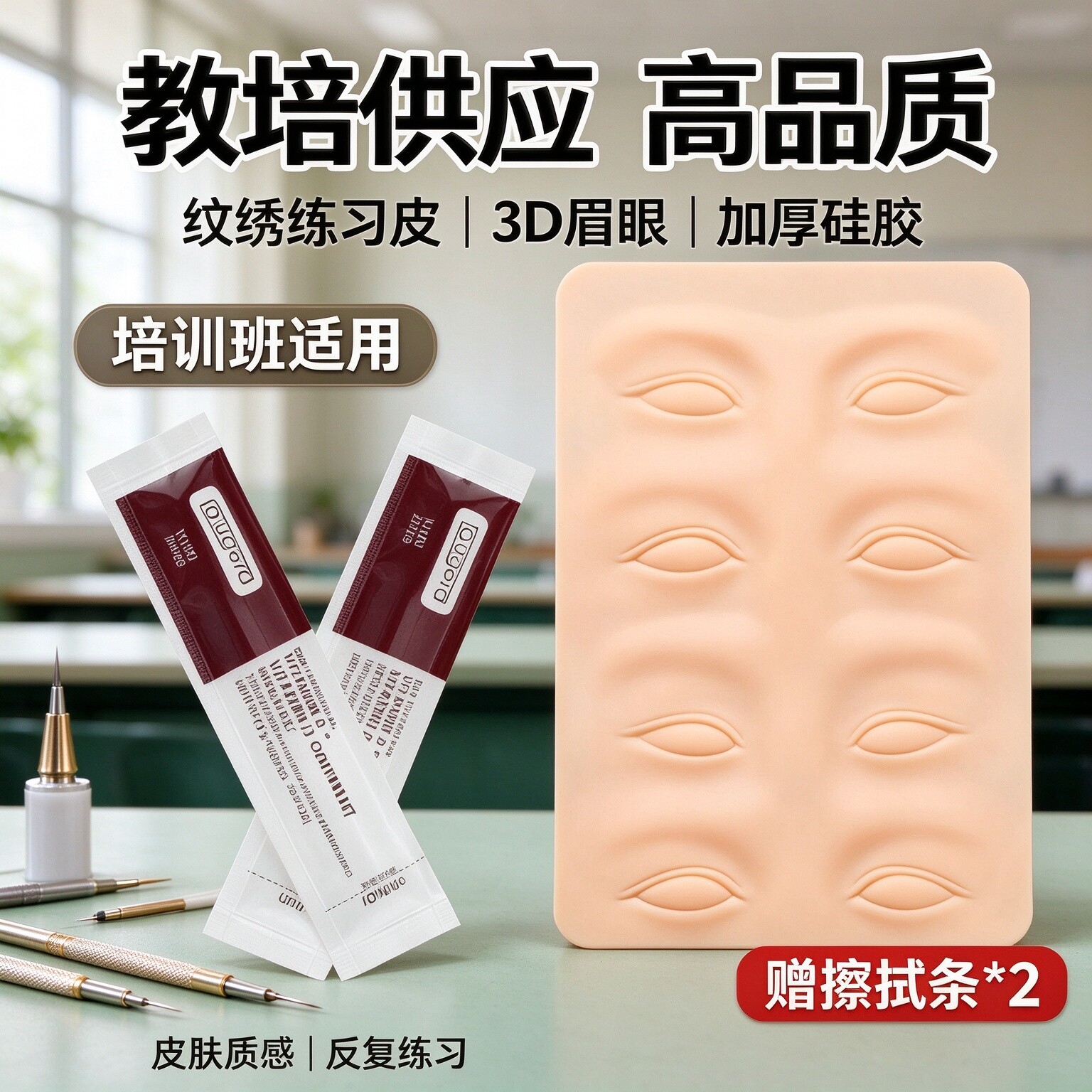 3D加厚硅胶眉眼练习皮雾眉野生线条眉纹绣练习仿真皮纹眉毛假皮子