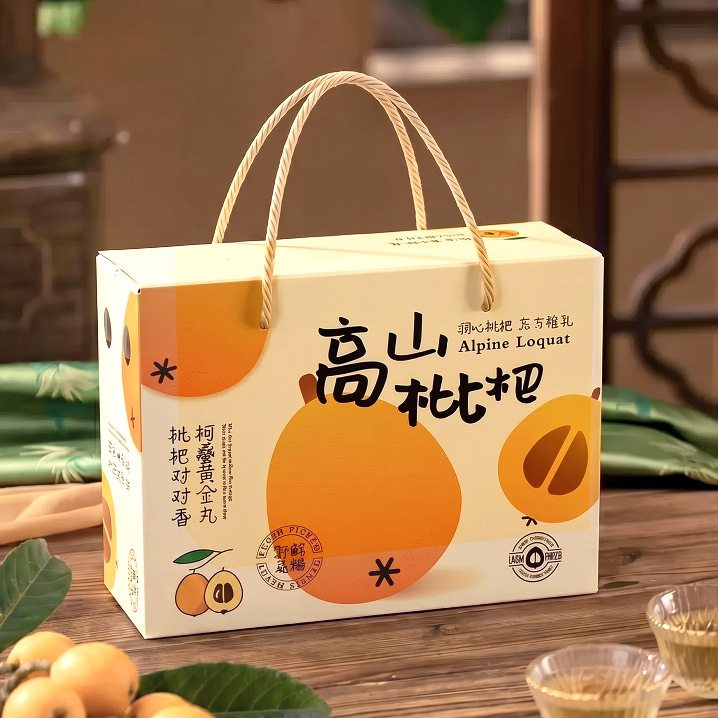 枇杷礼盒包装盒5-10斤东山白玉塘栖枇杷水果礼品盒空盒子定制纸箱图片