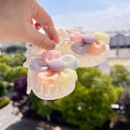 婴儿凉鞋钩针毛线镂空花朵凉鞋女宝宝学步前鞋软底满月百天礼物