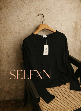 Americ@nvintage做旧慵懒感AMV洗水磨破薄绒原版料长袖纯棉T恤