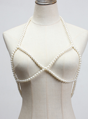 智熏网红手工钉珠重工个性珍珠文胸吊带马甲设计感背心