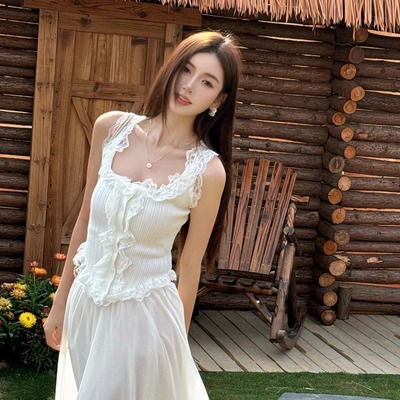 甜辣性感蕾丝花边打底衫针织背心