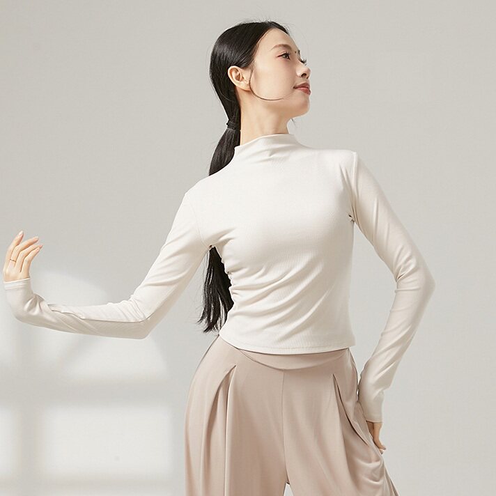 现代舞练功服半高领长袖上衣古典中国舞修身秋冬打底形体舞蹈服女