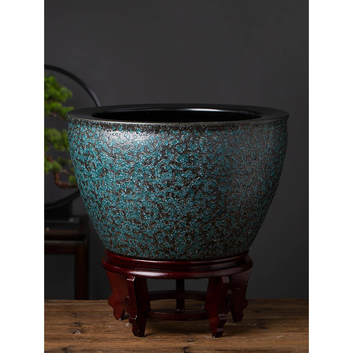 泡泡釉高温陶瓷缸养金鱼缸特大缸睡莲荷花盆碗莲缸阳台插花盆门面