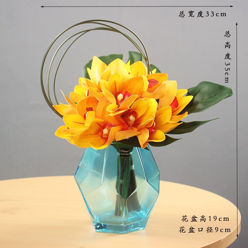 餐桌花摆花加花瓶高端轻奢现代假花仿真花高档2021新款客厅摆件