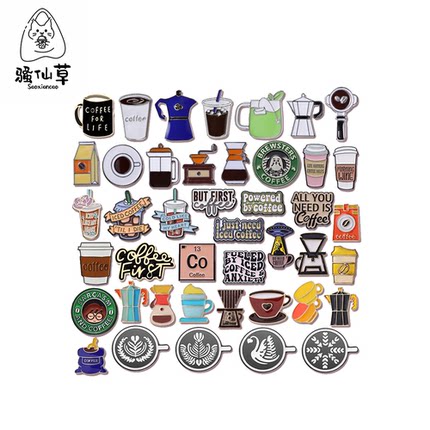 咖啡系列金属烤漆胸针配饰咖啡杯咖啡机胸章饰品咖啡厅衣服装饰