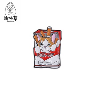 饰品 可爱卡通小猫咪香烟盒子金属烤漆徽章胸针橘猫胸章衣服包包装