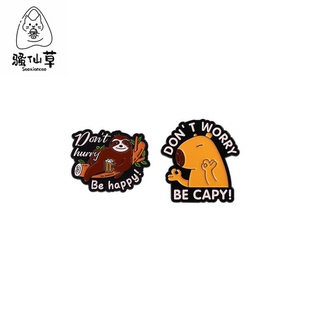 饰品 可爱动物卡皮巴拉树懒金属烤漆徽章胸针OK水豚胸章衣服包包装