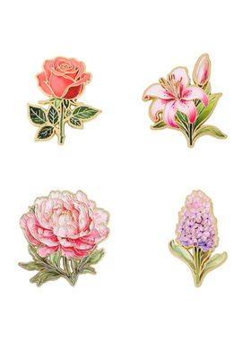 花卉绿植金属徽章胸针饰品