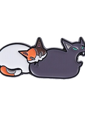 可爱小猫咬一口金属徽章胸针配饰