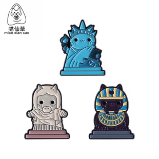 搞怪小猫地标自由女神埃及猫咪金属徽章胸针pin扣针猫猫胸章饰品