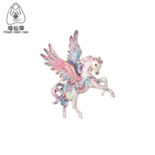 创意复古飞马本命年生肖合金胸针