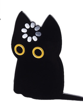 创意黑色可爱猫咪表情包胸针饰品