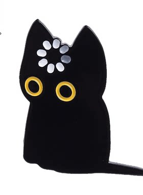 创意黑色可爱猫咪表情包胸针饰品