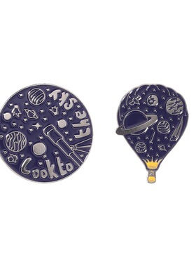 蓝色仰望星空金属徽章胸针饰品