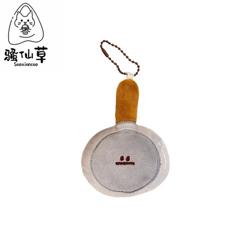 卡通面包平底锅钥匙链挂件装饰