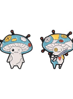 补丁蘑菇小人搞怪金属胸针饰品