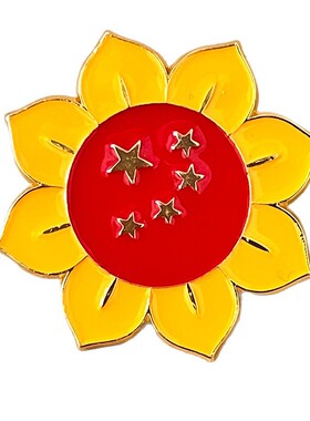 国庆中国红五星红旗向日葵胸针