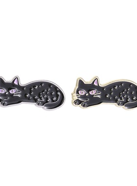 复古趴卧黑猫金属徽章胸针装饰品