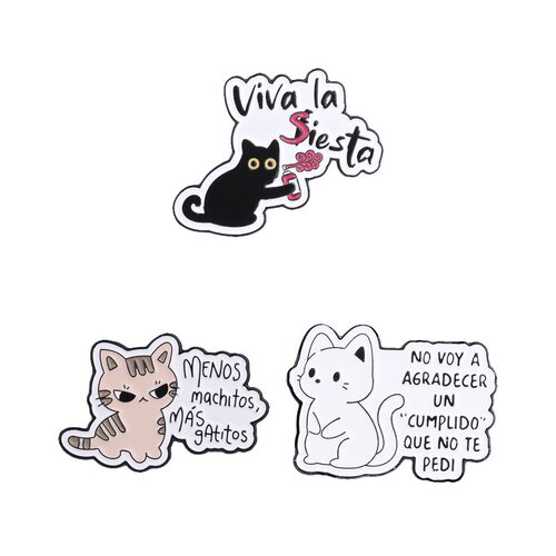 可爱小猫西语金属徽章胸针饰品