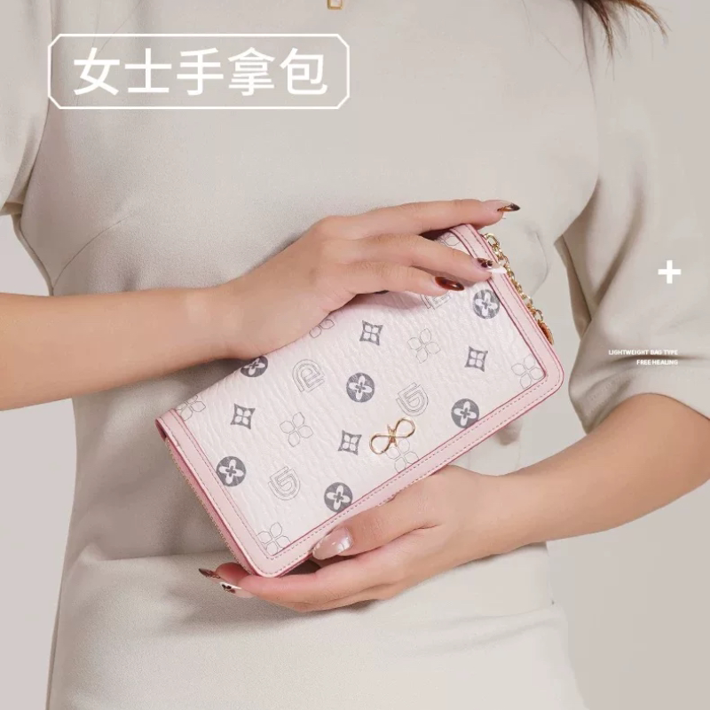 新时尚清新复古印花百搭轻便手拿包便携气质多功能多卡位卡包钱包