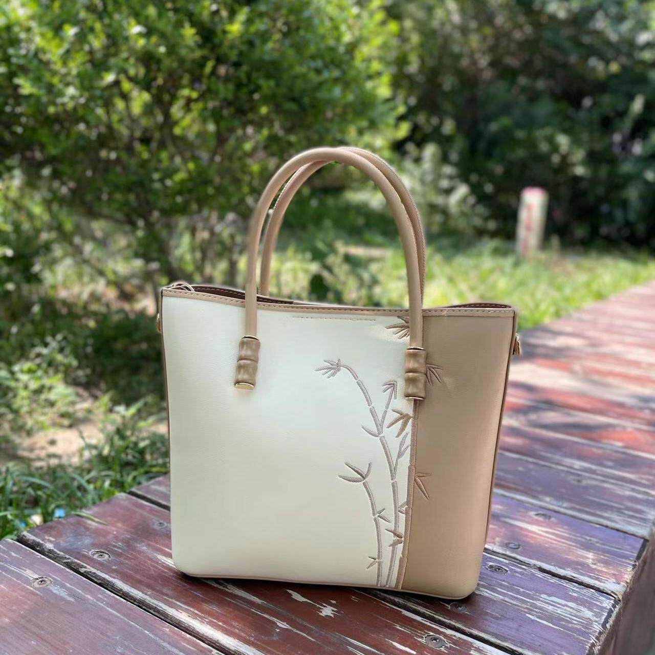 都宝路正品女包国风竹叶刺绣包大容量新中式单肩手提包斜挎包复古