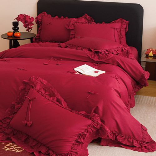 韩式蝴蝶婚礼100s长绒棉四件套