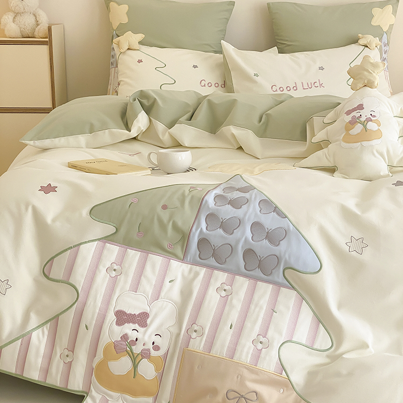 少女心星星100支磨毛四件套