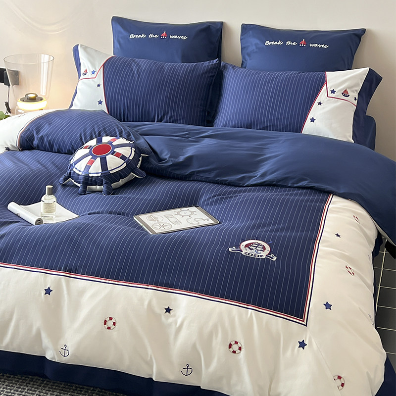 金喜鸟家纺青少年英伦风100支新疆长绒棉四件套全棉纯棉卡通儿童,床上用品,床品套件/四件套/多件套,淘宝优惠券,粉丝福利购,淘宝优惠卷