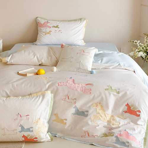 可爱小马卡通纯棉四件套2026新款