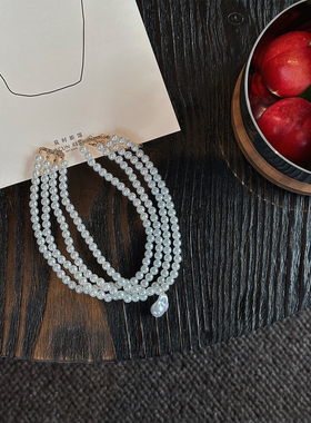 徐琳STUDIO 欧美宫廷感巴洛克多层珍珠异形吊坠choker项链