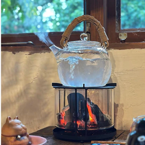 新款玻璃煮茶壶编藤提梁壶耐高温电陶炉烧水壶高硼硅家用水壶泡茶