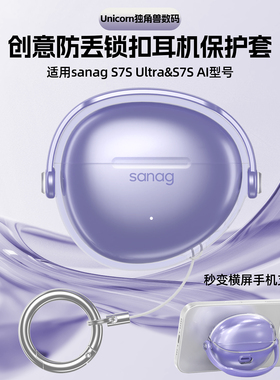 适用塞那S7S蓝牙耳机壳耳夹式软壳AI开放运动sanagS7SUltra新款保护套创意锁扣开关秒变手机支架透明外壳防丢