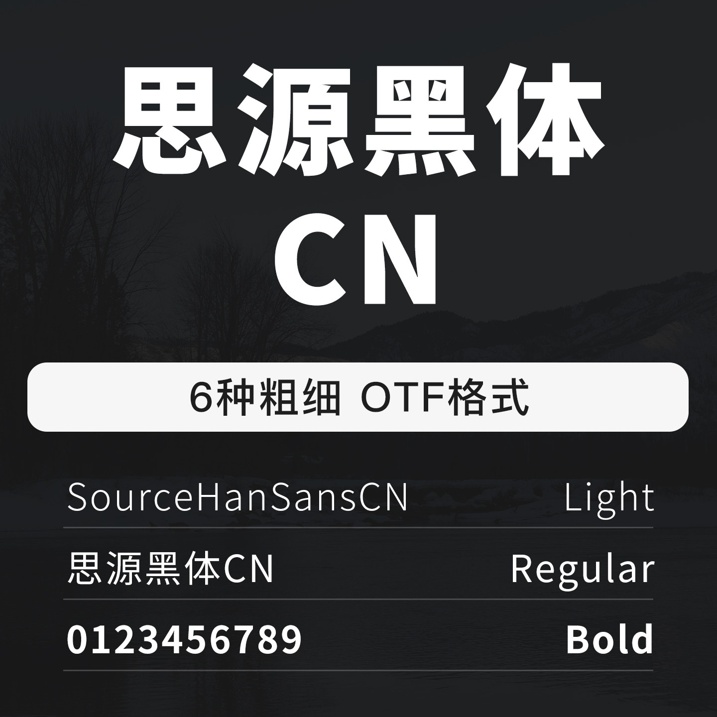思源黑体CN字体包可商用中英文数字字体ttc字体文件支持mac/win图片