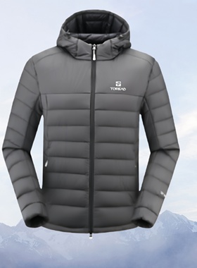 探路者羽绒服男 25秋冬轻薄轻便防风保暖连帽登山外套TADDAN91305