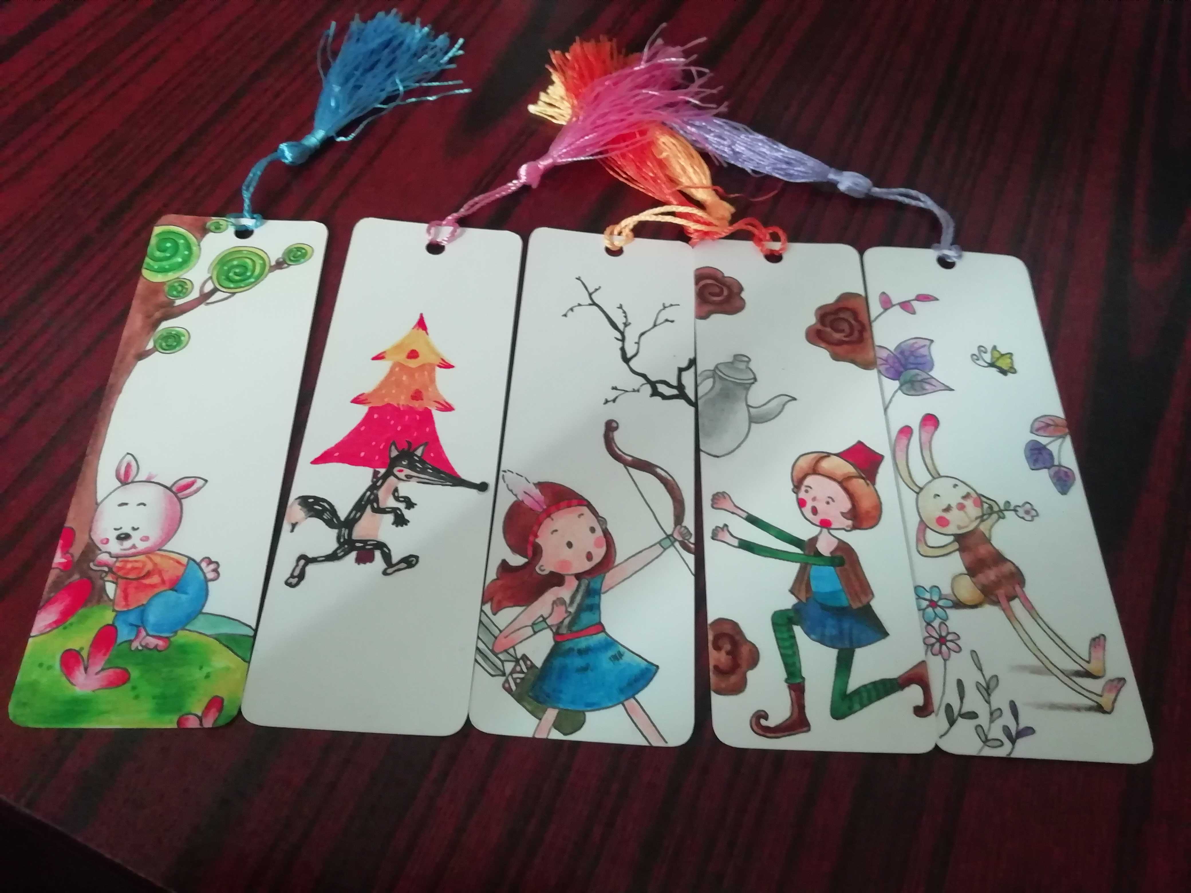 纸质书签古风手绘插画和风樱花水彩创意小清新学生用复古古典卡片