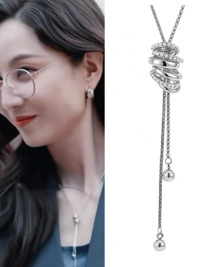女神蒙上眼同款复古中长款缠绕丝带项链女轻奢百搭设计毛衣链