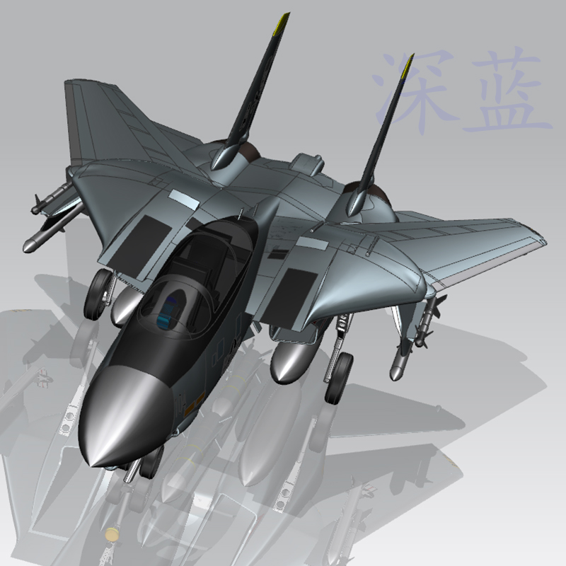 F14舰载战斗仿真飞机航模型UG/MAX三维立体文件多种格式可转换