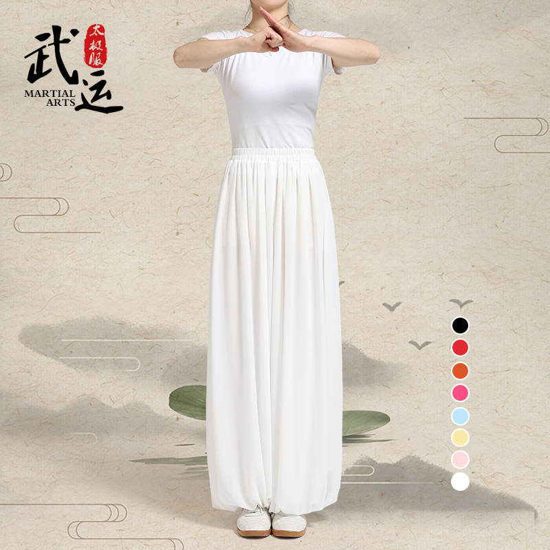 武运太极新款夏季防晒防蚊双层太极裤武术表演练功灯笼裤薄款宽松
