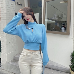 Real auction and real price: pure color bottom knitted top for women