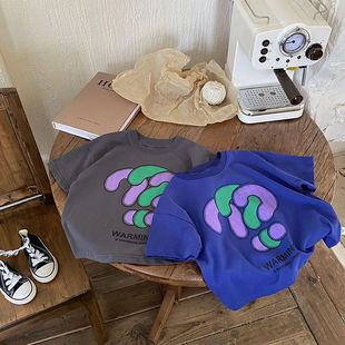 100%純棉兒童短袖 寬松韓版 印花男女童裝 痞帥百搭寶寶上衣 t恤夏款