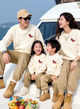 高端亲子装卫衣一家三口四口2026春装母子母女度假出游拍照全家装