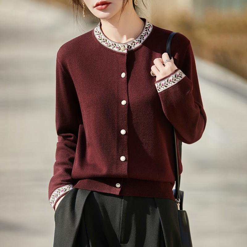 2025春装新款女士复古提花针织开衫气质女毛衣百搭上衣打底羊毛衫,女装/女士精品,毛针织衫,淘宝优惠券,粉丝福利购,淘宝优惠卷