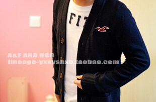 Hollister海鸥上海现货 男款羊毛混纺毛衣开衫纽扣宽松大牌经典