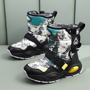 大男童雪地靴2025冬款加绒保暖东北防滑冬靴大童高帮39大棉鞋40码