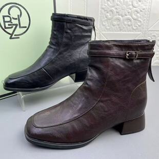 奥莱撤柜处理加绒时装瘦瘦靴女鞋高品质冬季新款加绒保暖透气短靴