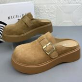 厚底防滑包头拖皮凉鞋 奥莱撤柜处理羊皮时尚 新款 真皮夏季 休闲女鞋