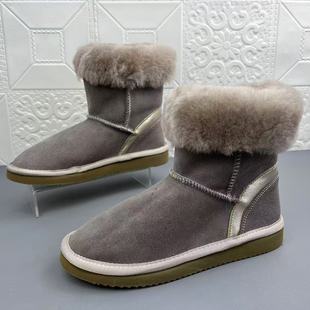 瑕疵奥莱撤柜处理时尚休闲牛皮羊毛雪地女靴高品质新款保暖短靴子